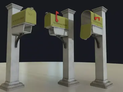 Mailbox pair of mailboxes Low-poly 3D model