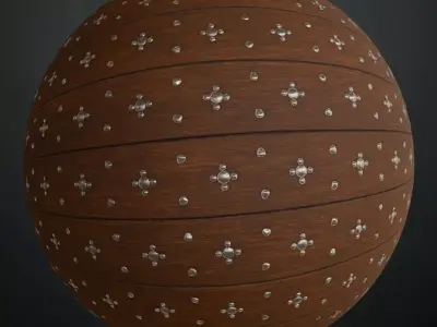 Polished Wood Planks with Ornate Silver Star Studs PBR Seamless Texture
