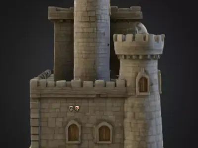 Skull Fortress Low-poly 3D model