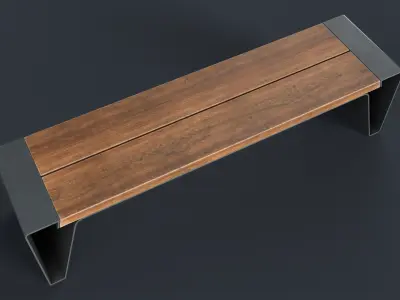Modern Outdoor Bench 7 PBR Game Ready Low-poly 3D model