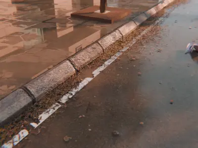 Modern Urban City - Morning wet street scene 3D model