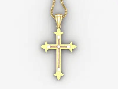 High Cross Pendant Light Gold 18K 4CP094 3D print model