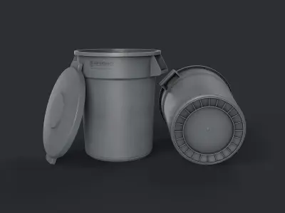 Street Trash Can 39 PBR Game Ready Low-poly 3D model
