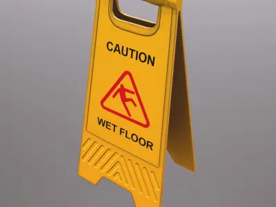 Caution Wet Floor Low Poly Low-poly 3D model