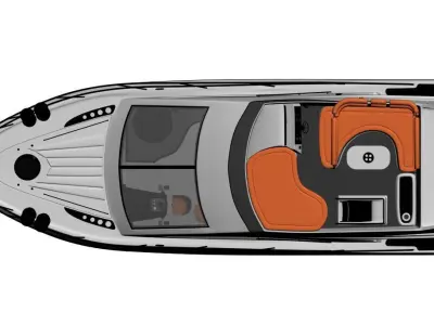 Luxury Flybridge Motor Yacht White with Orange Upholstery Free 3D model