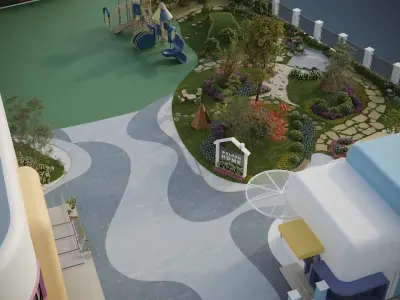 Kindergarten Playground Outdoor Game ground 3D model