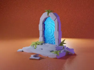 Portal door with light in it Low-poly 3D model