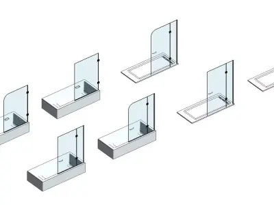 Bath Shower Glass Screen 3D model