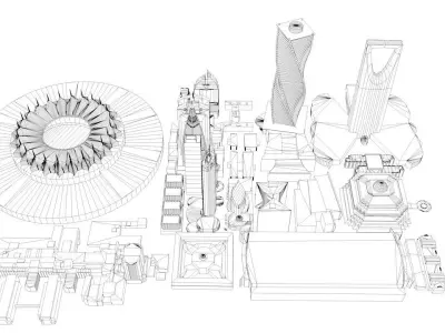Riyadh City Landmark Buildings 3D Models Low-poly 3D model