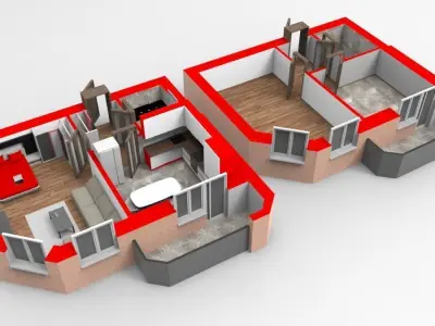 3D Floor Plan Section of apartment 3D model