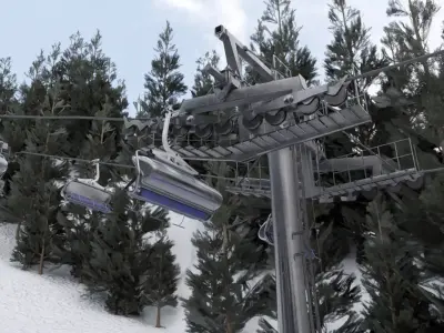 ski lifts Low-poly 3D model
