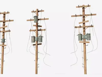 electrical poles with pbr textures Low-poly 3D model