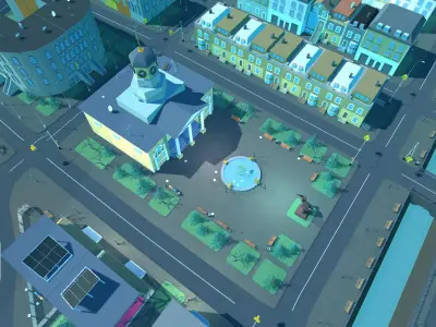 LOW POLY WORLD - SMALL CITY  Low-poly 3D model