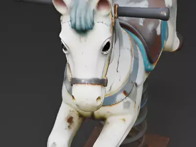 Weathered Horse Spring Rider 3D Model Low-poly 3D model