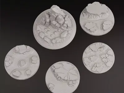  Volcanic Bases and Lava Peak - Set of 5 Pre-supported Bases 3D print model