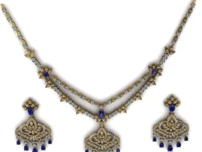 Luxury Double Line Diamond Necklace 3D print model