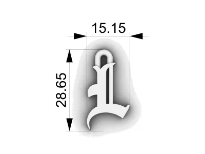 Gothic Letter L Pedant 3D print model