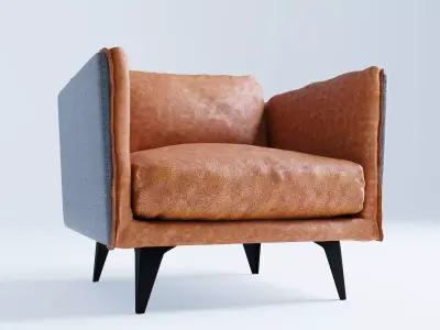Messina Leather Arm Chair 3D model