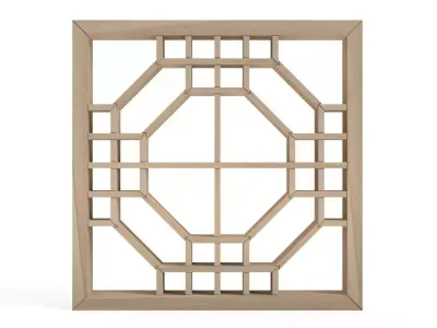 Futaekadoshokko wooden window frame with geometric design 3D print model