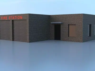 City Fire Station 2 Low-poly 3D model