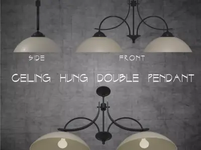 Ceiling hung pendant double light architectural scene lighting Low-poly 3D model