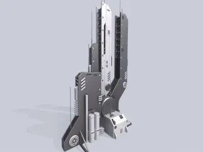 Futuristic building Low-poly 3D model 2