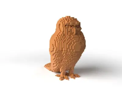 Owl Minecraft Voxel Low-poly 3D model