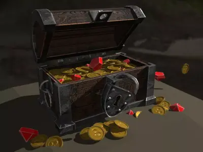 Stylish treasure chest Low-poly 3D model