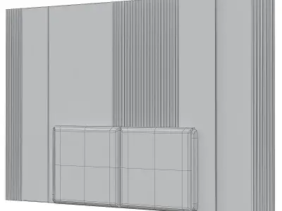 Headboard 3d model wall with door Low-poly 3D model