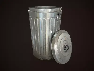 Metal trash can Low-poly 3D model get