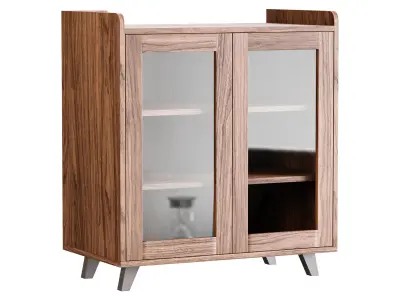 Asian Brown Wood Sideboard 3D model