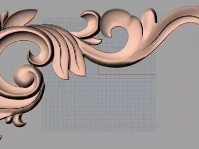 Furniture decorative corner flower 3D STL model for CNC E873 3D model
