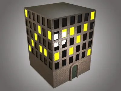Simple Building Model Low-poly 3D model
