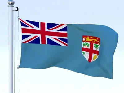 Animated Fiji Flag Low-poly 3D model
