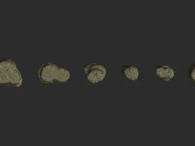 Short Flat Rocks - Dirt Low-poly 3D model