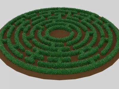 Circular Maze With Grass 3D print model