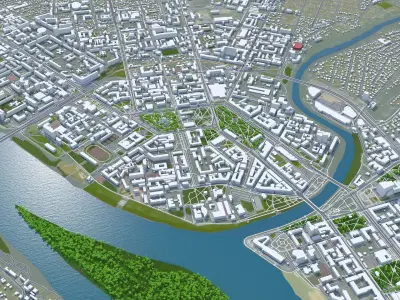 OMSK City Russia Low-poly 3D model