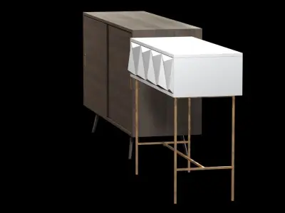 noir beth sideboard pale and west elm aculpted geo console in wh 3D model