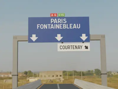 French Highway Billboard 3D Model Low-poly 3D model