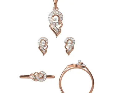 Light wt Ring Earrings Pendant set 3dm stl 1-render details 3D print model 32