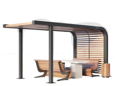 Benches pergola urn 3D model