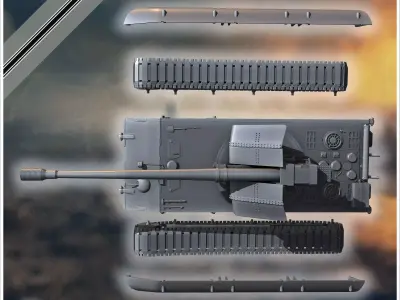 E-100 Waffentrager 128mm Pak 44 Entwicklung tank destroyer - Ger 3D print model