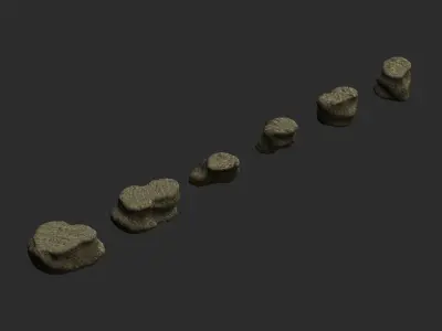 Short Flat Rocks - Dirt Low-poly 3D model