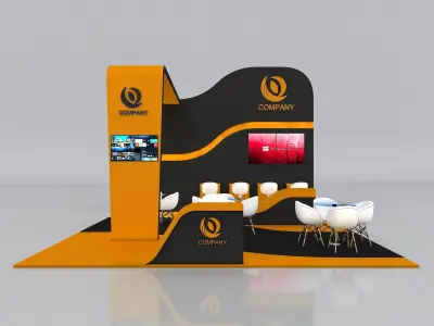 3D Exhibition Booth Stand Stall 6x7m Height 450 cm 3 Side Open 3D model
