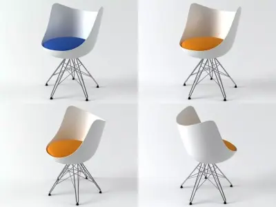 Looper chair with orange accents 3D model