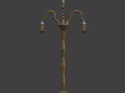 Stylized Low Poly Street Lamp  Game Ready Low-poly 3D model