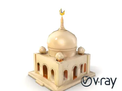 Stylized Mosque Crescent Dome model pack Low-poly 3D model