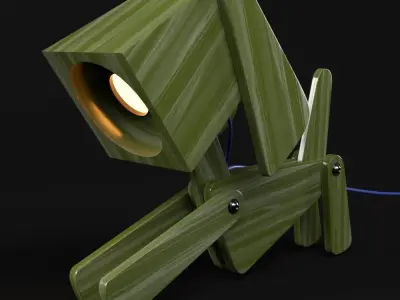 Two Puppy shaped Wooden Table Lamp 3D model