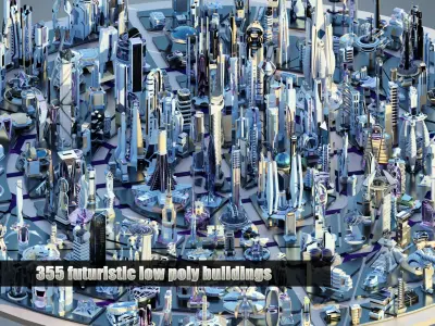 355  Stylized  Futuristic  Buildings 3D Model Pack