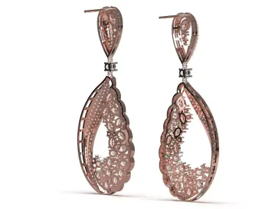 Luxury Diamond Drop Earrings 3D Print Ready STL je0176 3D print model